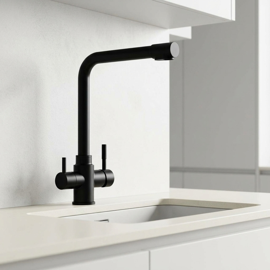 Aquanello Limpia 3-weg Keukenkraan Zwart RVS met Filterwateraansluiting en Draaibare Uitloop BL-1600-LP